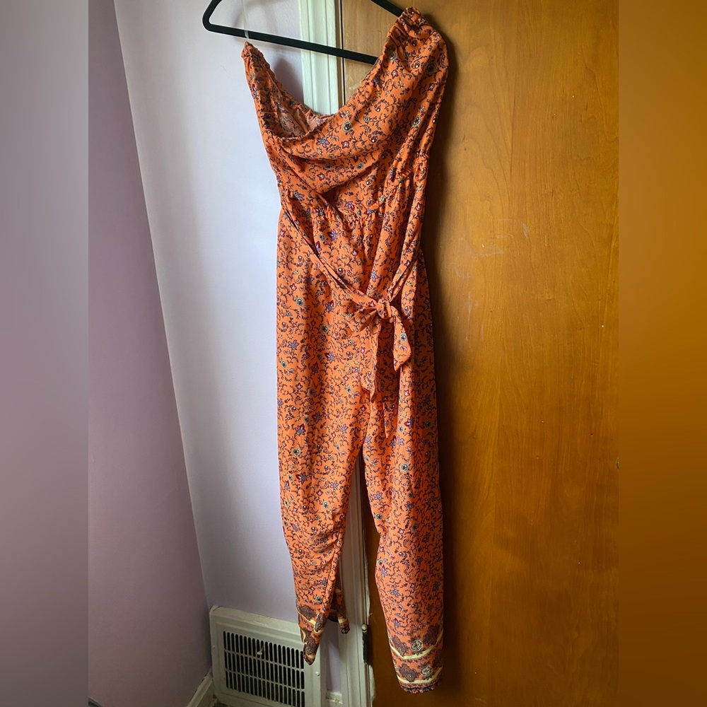 Floral Orange Jumpsuit